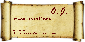 Orvos Jolánta névjegykártya